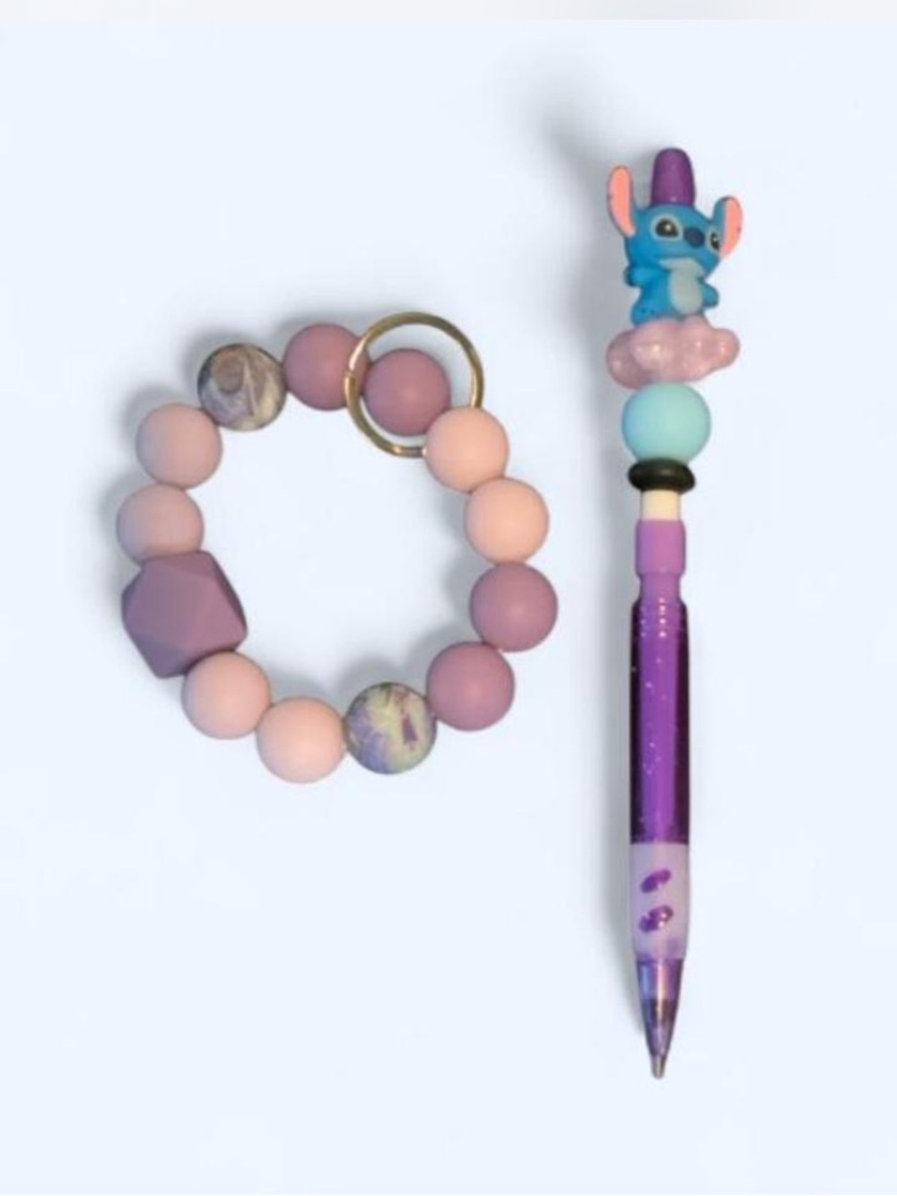 NEW📚 Handcrafted Beaded Keyring Wristlet & Pencil Set OS